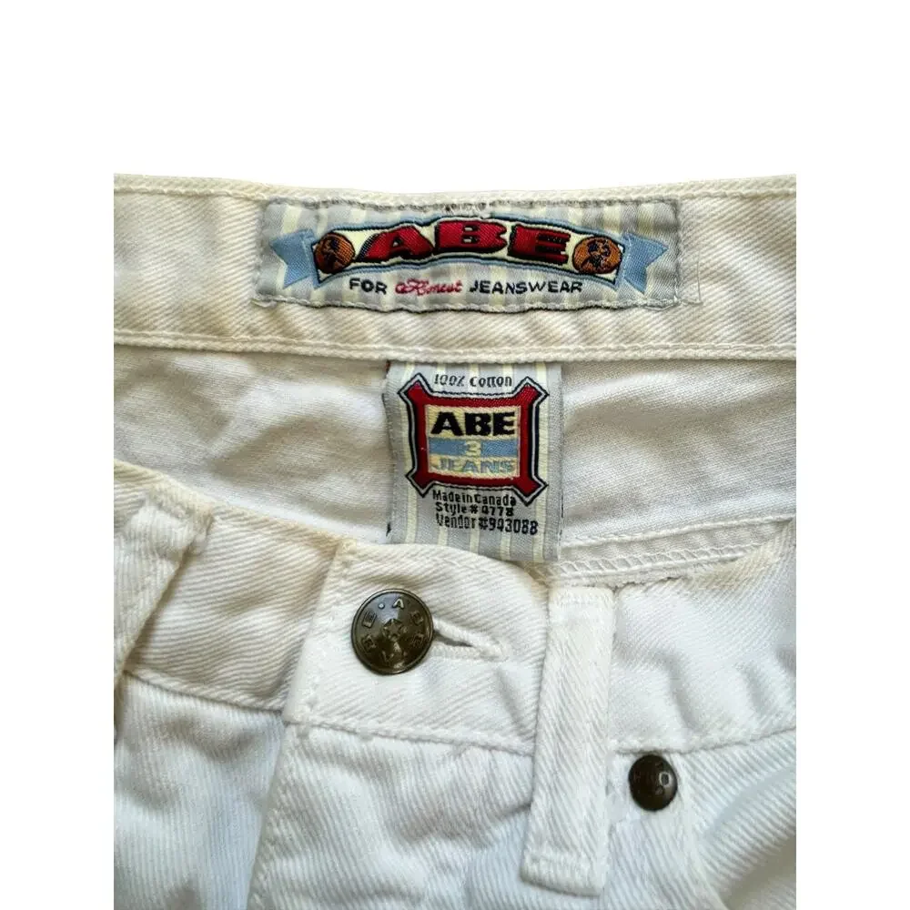 Vintage 90s ABE Honest Jeanswear High-Waisted White Denim Shorts Juniors Size 3